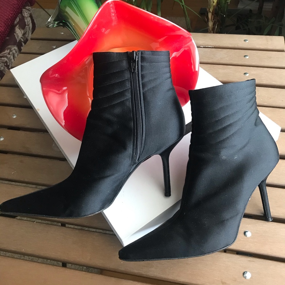 Anne Klein Black Satin Booties